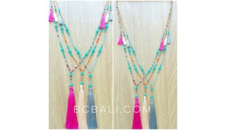 mixed beads necklace colorful tassels fashion design bulk free shipping